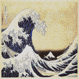 Great Wave: detail at 2×2 Minecraft map art preview